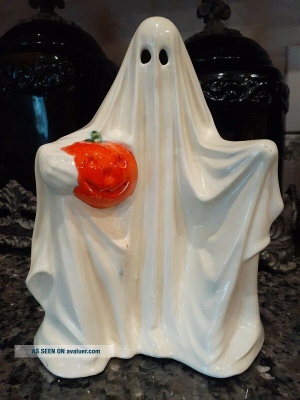 Vintage Ceramic Ghost With Jack O Lantern | #27954412