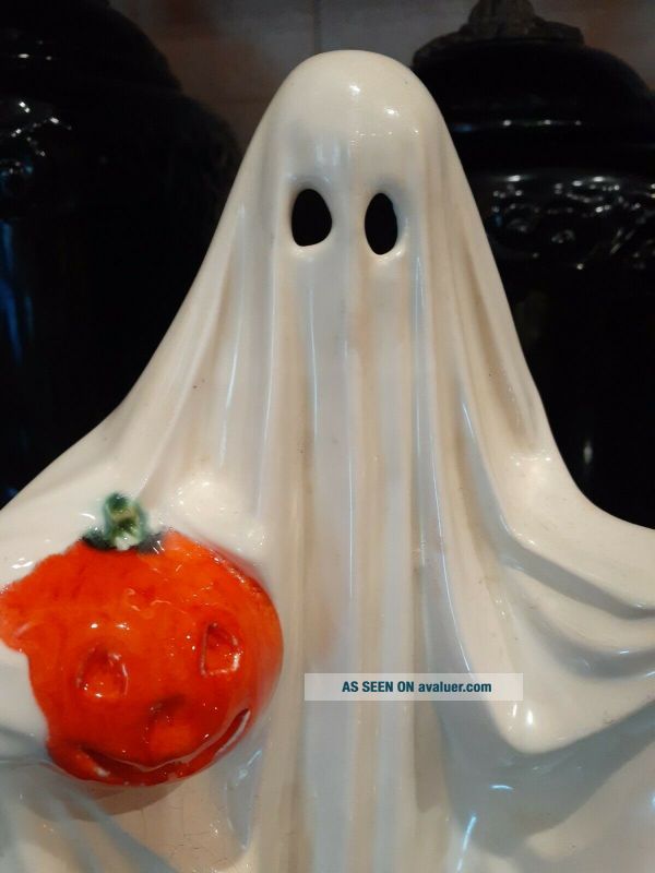 Vintage Ceramic Ghost With Jack O Lantern | #27954412