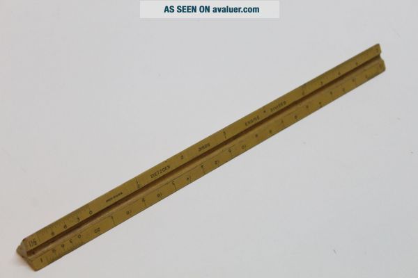 Vintage Dietzgen 31626 Wooden 3 - Sided Triangular Scale Ruler Drafting ...