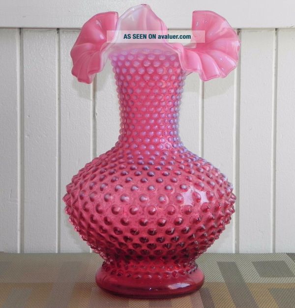 Vintage Fenton Art Glass 95th Anniversary Pink Opalescent Ruffled ...