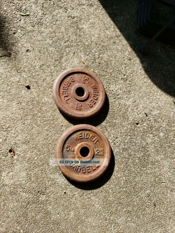 Lot De 2 Plaques De Poids Weider Vintage 5 Lb (10 Lb Total) - Fonte - 1 Trou - Occasion - Pour Haltère Standard