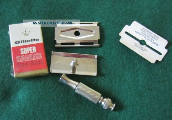 Gillette Razor In Case Vintage Gillette Travel Safety Razor In Case With Blade - | #28108477