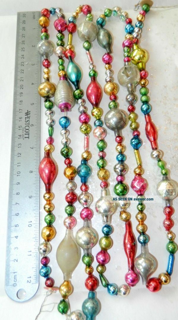 7 1/2 FEET 100 Vintage Mercury Glass Bead Christmas Garland BIG Beads ...