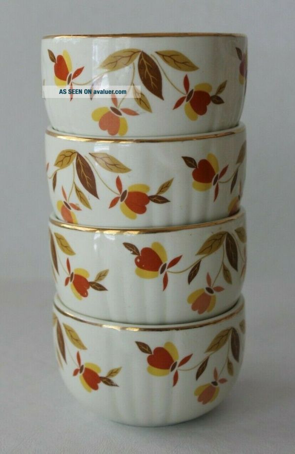Halls Tea Set Halls Superior 4 Custard Cup Ramekin Small Bowls Jewel Tea Autumn Leaf ...