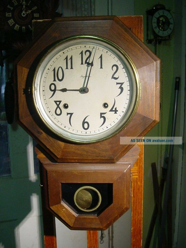 ANTIQUE INGRAHAM MINIATURE DROP OCTAGON SCHOOLHOUSE REGULATOR WALL ...