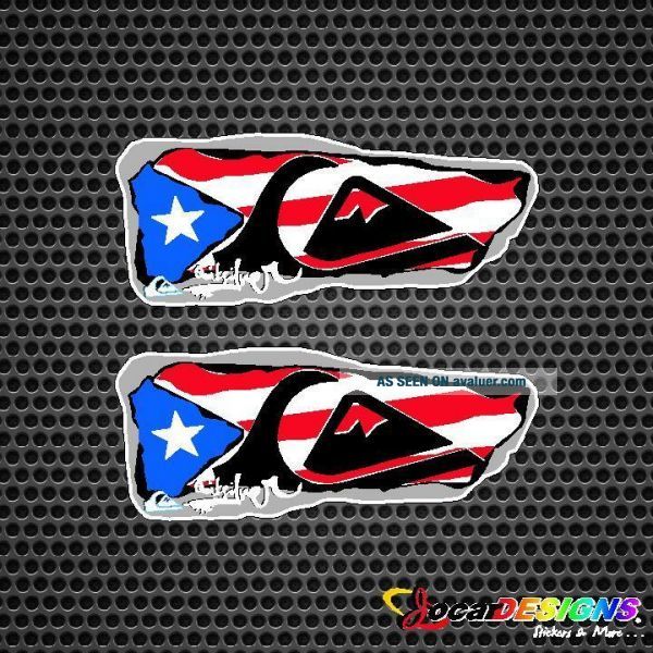 Puerto Rico Auto Sticker 2x QUICKSILVER PUERTO RICO MAP WITH FLAG VINYL CAR STICKERS DECALS ...