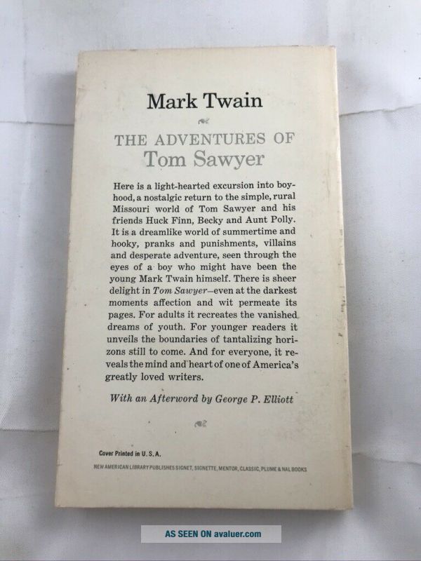 Mark Twain The Adventures Of Tom Sawyer Printed 1962 Vintage Classic ...
