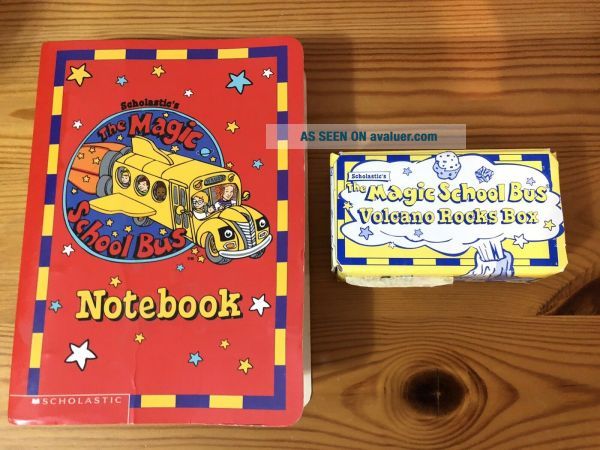 Vintage 1996 Scholastic ' s The Magic School Bus Volcano Rocks Box & Notebook Set