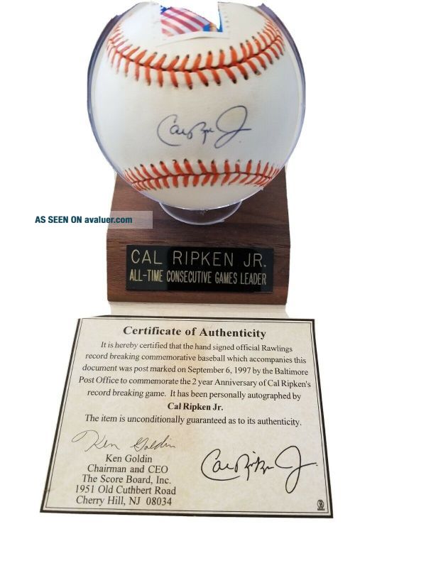 Cal Ripken Jr Signed Commemorative Baseball Score Board Baltimore ...