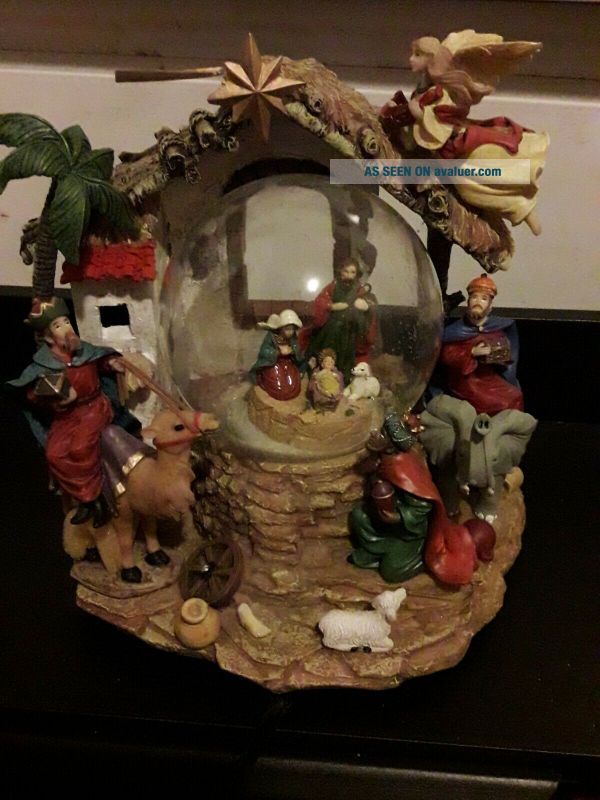 NATIVITY Scene Christmas SNOW GLOBE Music Box Vintage | #29340878