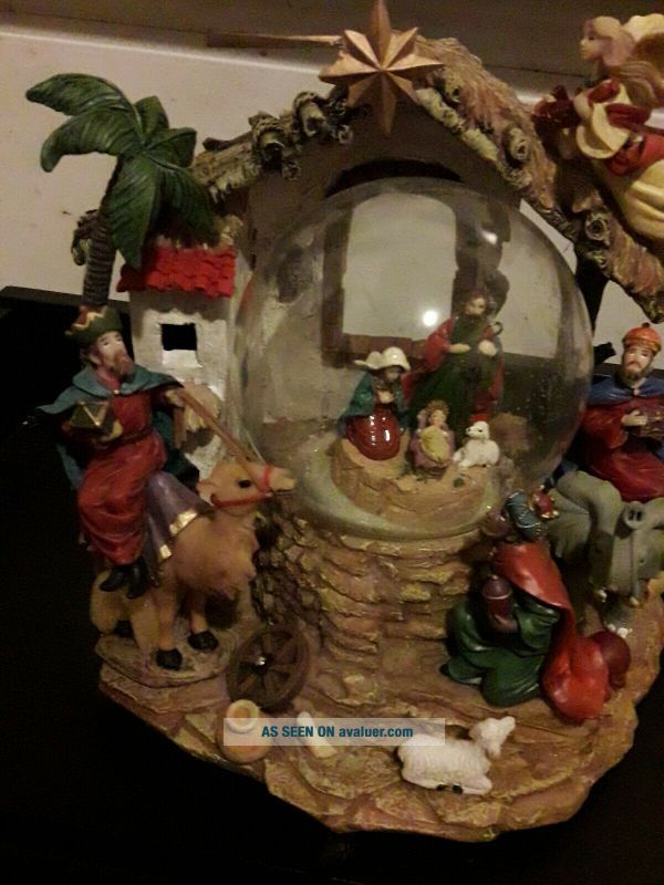 NATIVITY Scene Christmas SNOW GLOBE Music Box Vintage | #29340878
