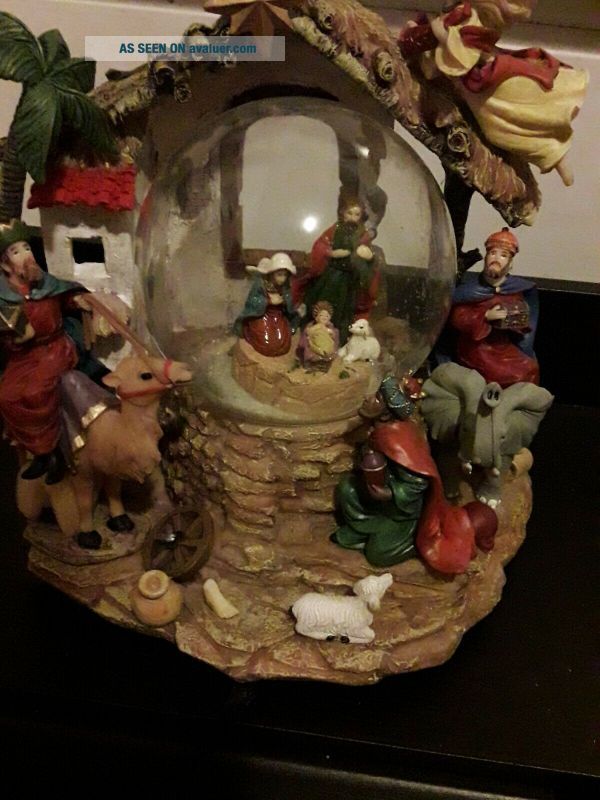 NATIVITY Scene Christmas SNOW GLOBE Music Box Vintage | #29340878