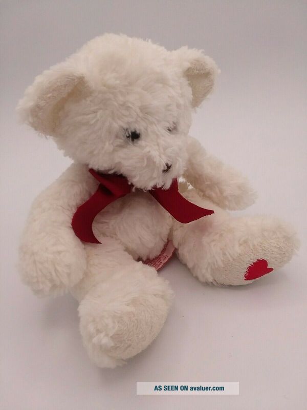Vintage Russ Berrie Lovey White Teddy Bear Stuffed Animal Plush Toy Red ...