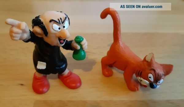 Figurine Schtroumpfs Azraël Et Gargamel – Décoration D'aquarium Ou De Salon – Résine Polyester – 8,4 Cm