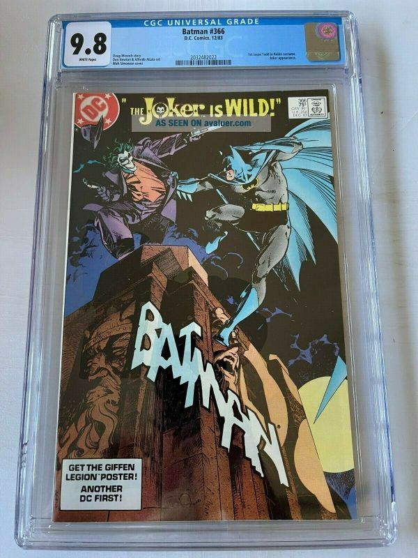 BATMAN 366 CGC 9. 8 1ST JASON TODD AS ROBIN WHITE PAGES JOKER COVER ...
