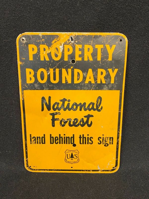 Vintage National Forest Property Boundary Sign US Forest Service ...