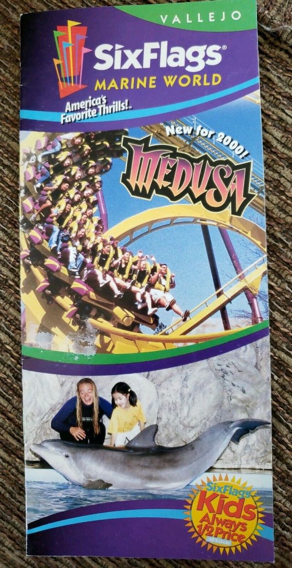 2000 Six Flags Marine World Amusement - 2000 Six Flags Marine World Amusement Park Guide Map Pamphlet Brochure 1 4