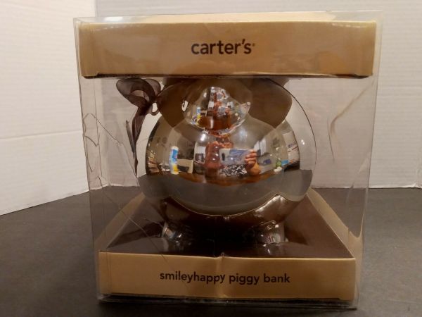 Carter’s Smiley Happy Piggy Bank Chrome Silver / Box Has Issues | #52807687