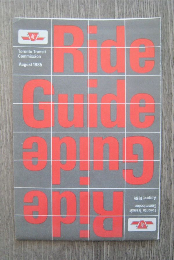 Printable Ttc Mini Rideguide Vintage August 1985 Toronto Canada TTC Ride Guide Subway Map Trolley ...