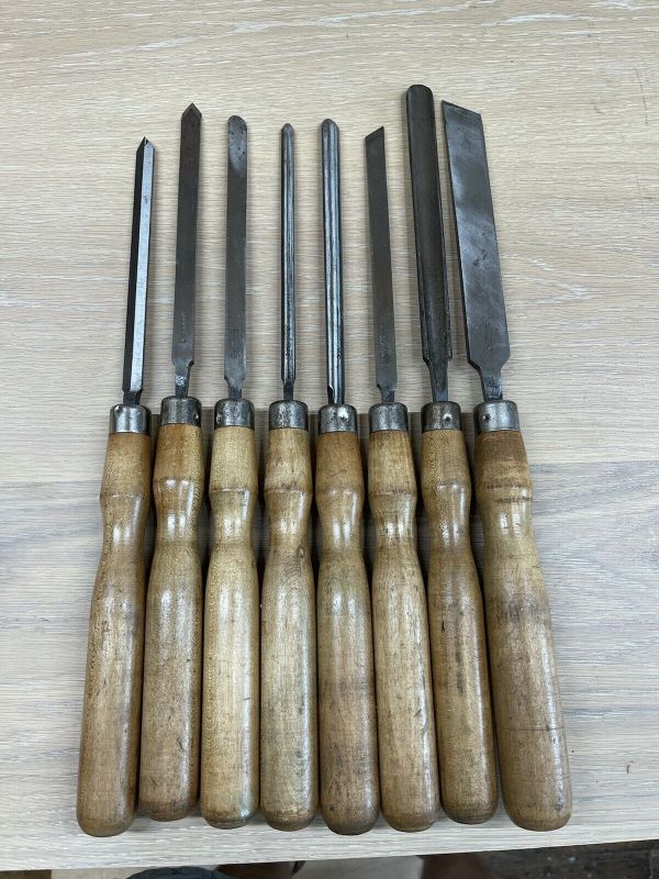 Vintage Set (8) GREENLEE Lathe Wood Turning Chisels Gouges Long Handle ...