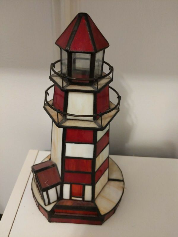 9 Inch Tiffany Style Stained Glass Lighthouse Lamp | #53520712