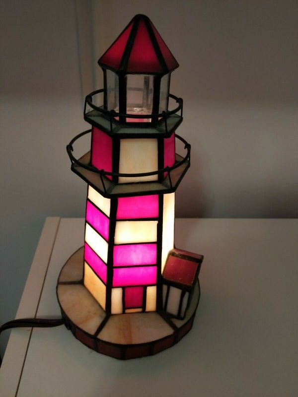 9 Inch Tiffany Style Stained Glass Lighthouse Lamp | #53520712