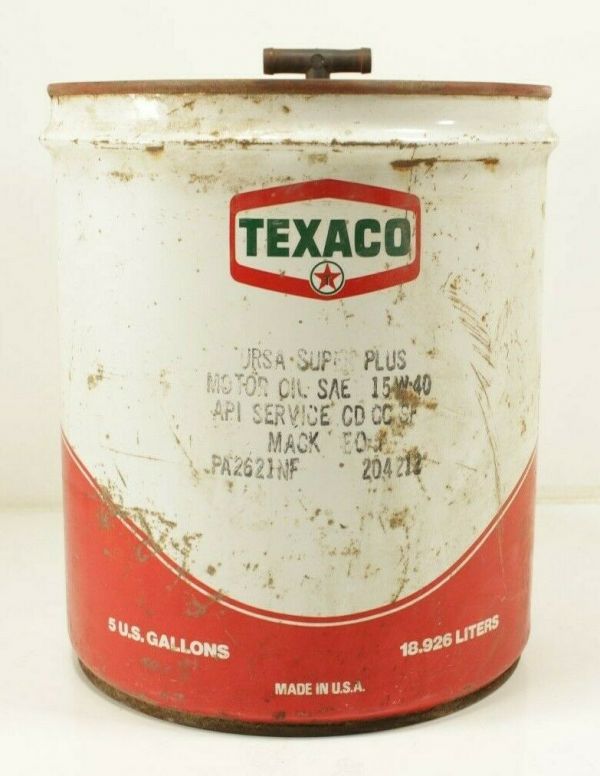 Vintage Texaco 5 Gallon Metal Oil Can With Handle - URSA Plus | #53861817