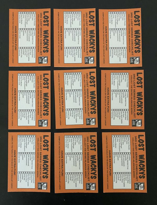 2011 Lost Wacky Pack ALT Puzzle Checklist Set BARF ' S VERY RARE ...